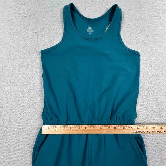 Athleta Girl Hop Skip and a Jumpsuit XL/14 Teal Blue Athleisure Youth Stretch - Picture 9 of 10
